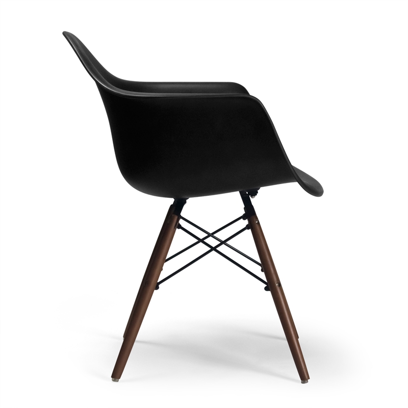 Pemberly Row Contemporary Arm Chairs (Set of 2) in Walnut and Black