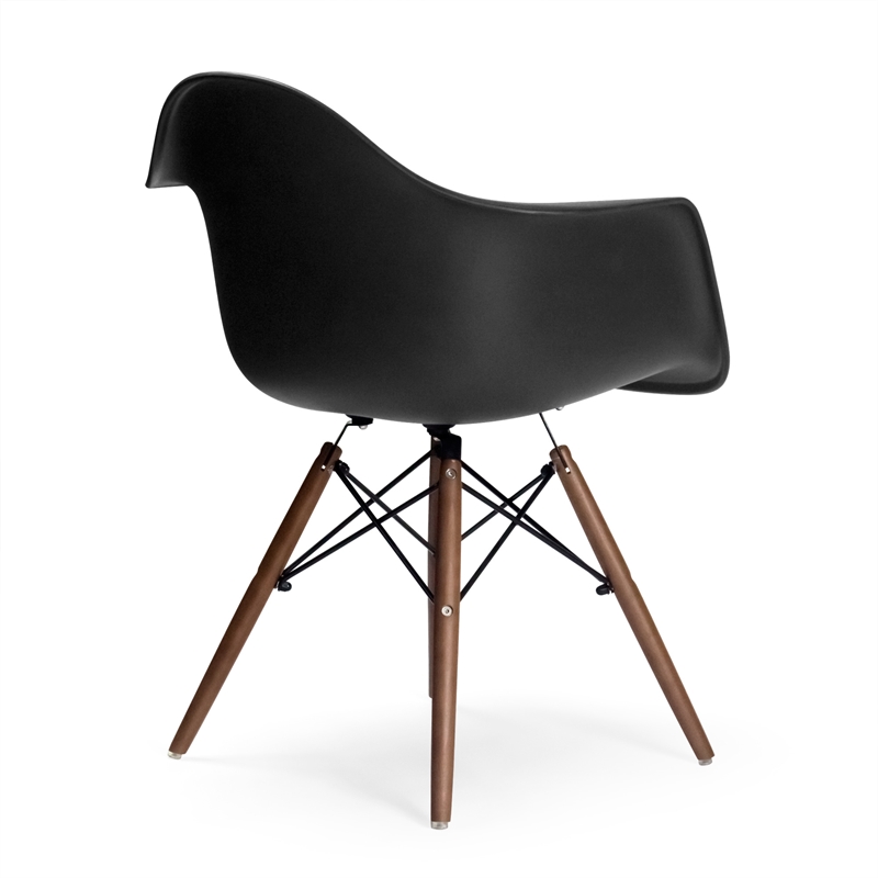 Pemberly Row Contemporary Arm Chairs (Set of 2) in Walnut and Black