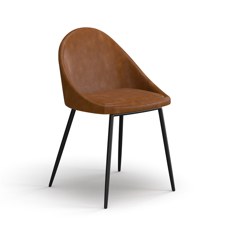 Pemberly Row Contemporary Vegan Leather Chairs (Set of 2) in Light Brown