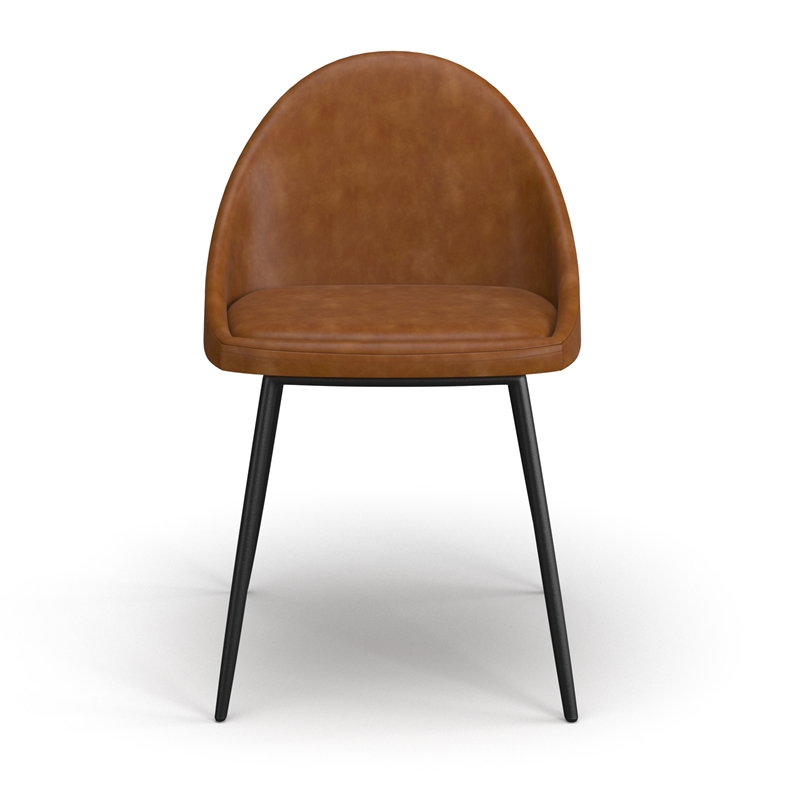 Pemberly Row Contemporary Vegan Leather Chairs (Set of 2) in Light Brown