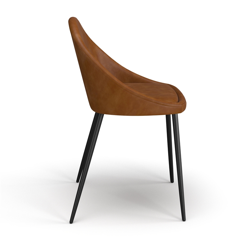 Pemberly Row Contemporary Vegan Leather Chairs (Set of 2) in Light Brown