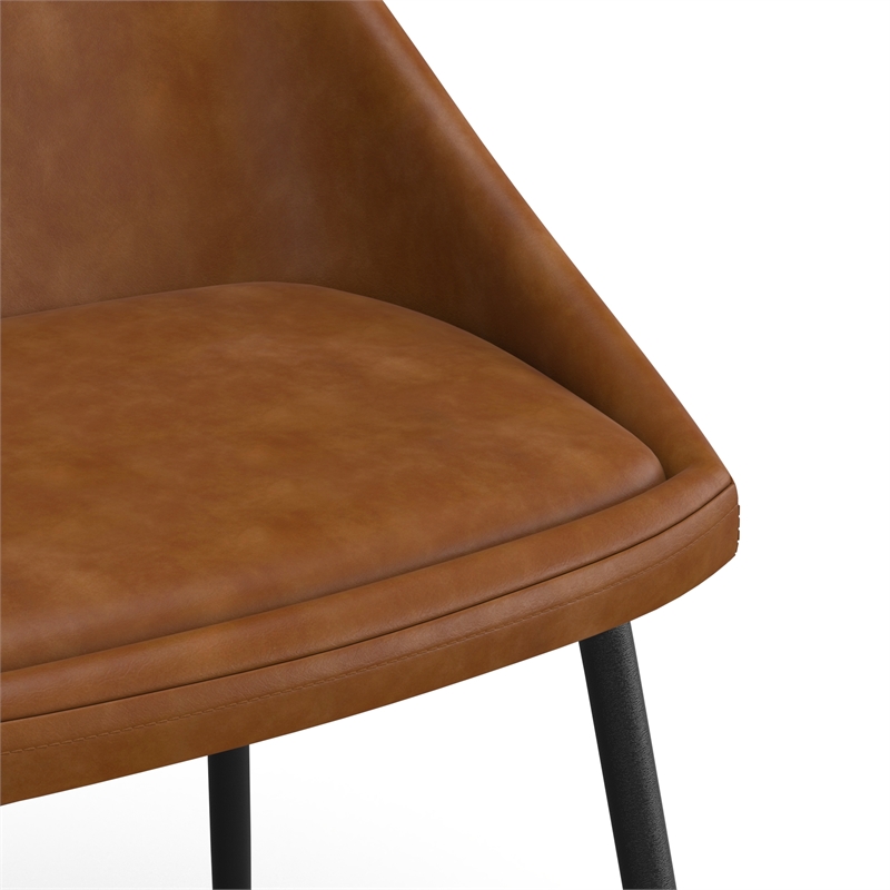Pemberly Row Contemporary Vegan Leather Chairs (Set of 2) in Light Brown