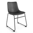 Pemberly Row Vegan Leather Side Chairs with Black Legs (Set of 2) in Black
