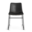 Pemberly Row Vegan Leather Side Chairs with Black Legs (Set of 2) in Black