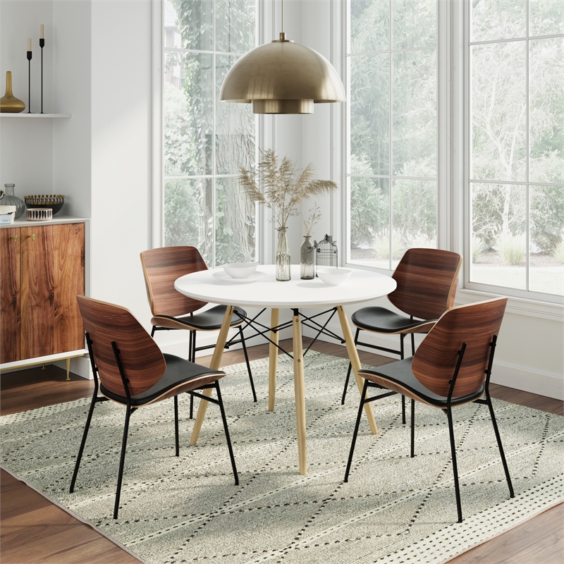 Pemberly Row Contemporary Bentwood Side Chairs (Set of 2) in Black