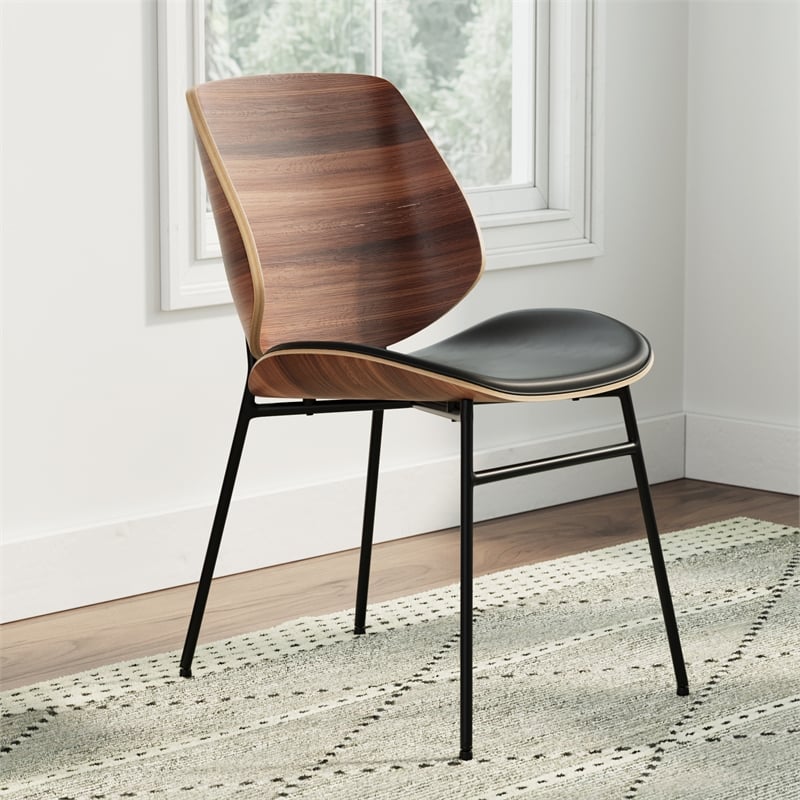 Pemberly Row Contemporary Bentwood Side Chairs (Set of 2) in Black