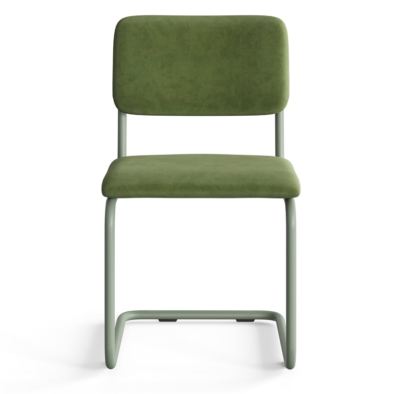Pemberly Row Contemporary Velvet Side Chair (Set of 2) in Forest