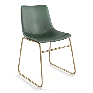 Pemberly Row Contemporary Side Chairs with Gold Legs (Set of 2) in Green