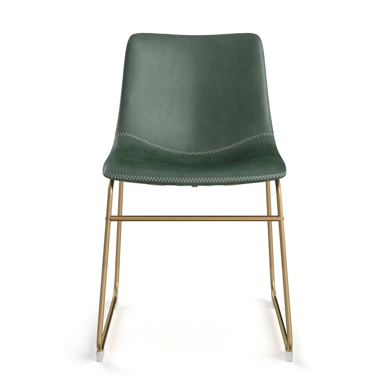 Pemberly Row Contemporary Side Chairs with Gold Legs (Set of 2) in Green