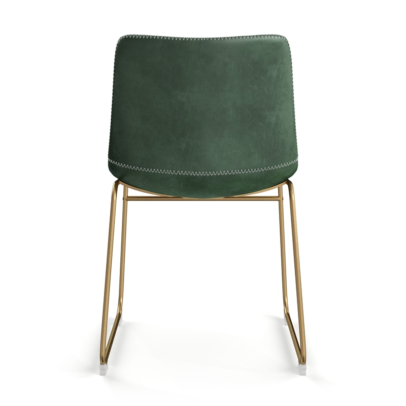 Pemberly Row Contemporary Side Chairs with Gold Legs (Set of 2) in Green