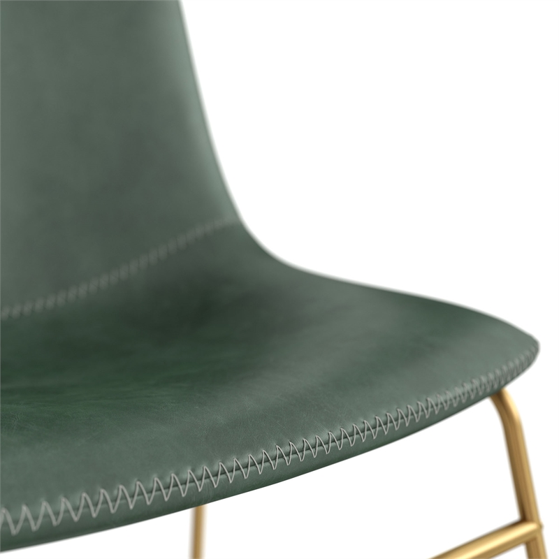 Pemberly Row Contemporary Side Chairs with Gold Legs (Set of 2) in Green