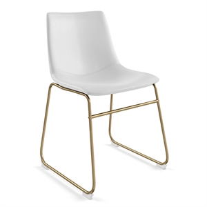 Pemberly Row Contemporary Side Chairs with Gold Legs (Set of 2) in White
