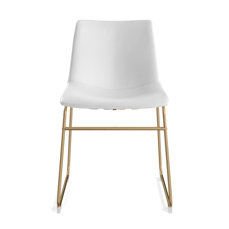 Pemberly Row Contemporary Side Chairs with Gold Legs (Set of 2) in White