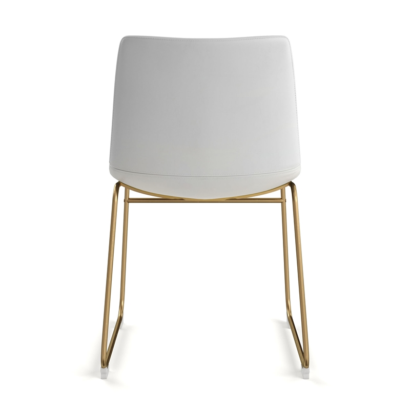 Pemberly Row Contemporary Side Chairs with Gold Legs (Set of 2) in White