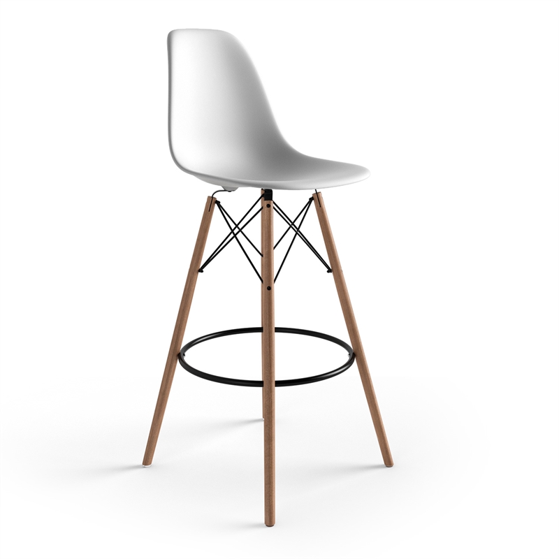 Pemberly Row Contemporary Bar Height Stools (Set of 2) in White