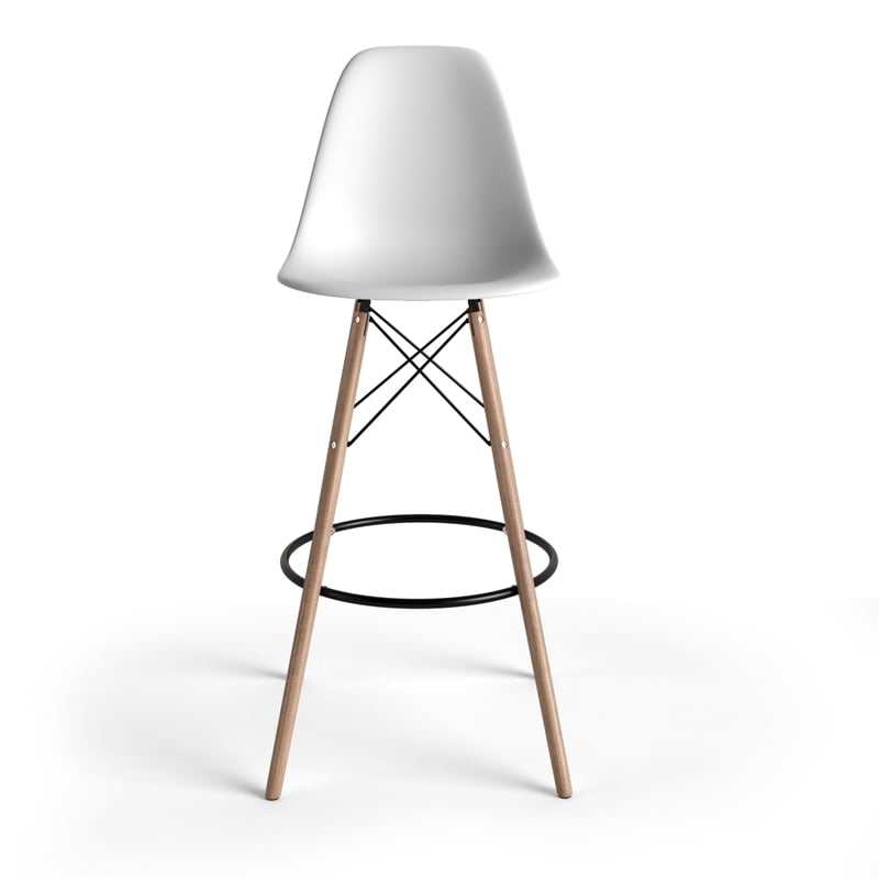 Pemberly Row Contemporary Bar Height Stools (Set of 2) in White