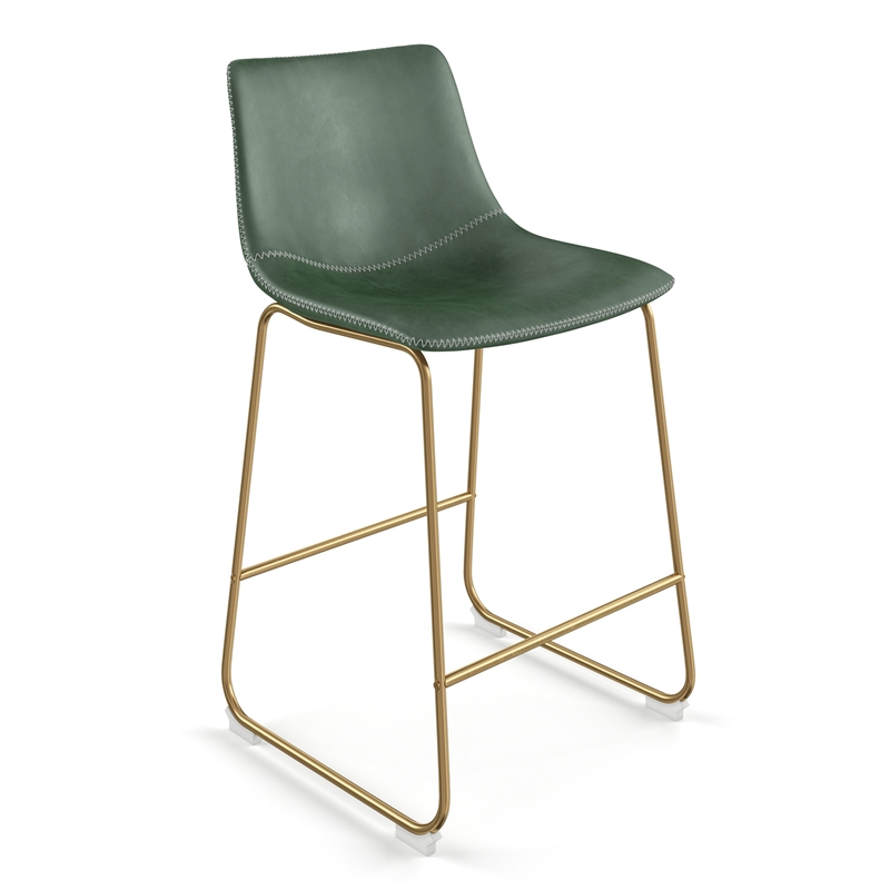 Pemberly Row Counter Height Stool with Gold Frame (Set of 2) in Green