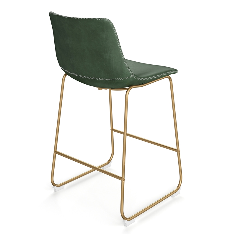 Pemberly Row Counter Height Stool with Gold Frame (Set of 2) in Green