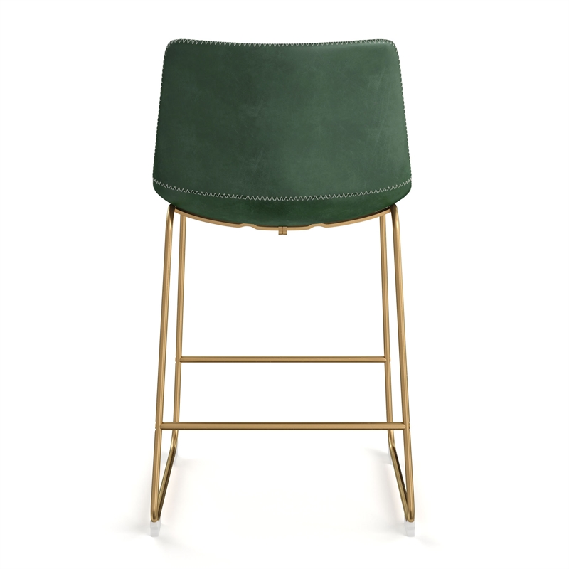Pemberly Row Counter Height Stool with Gold Frame (Set of 2) in Green
