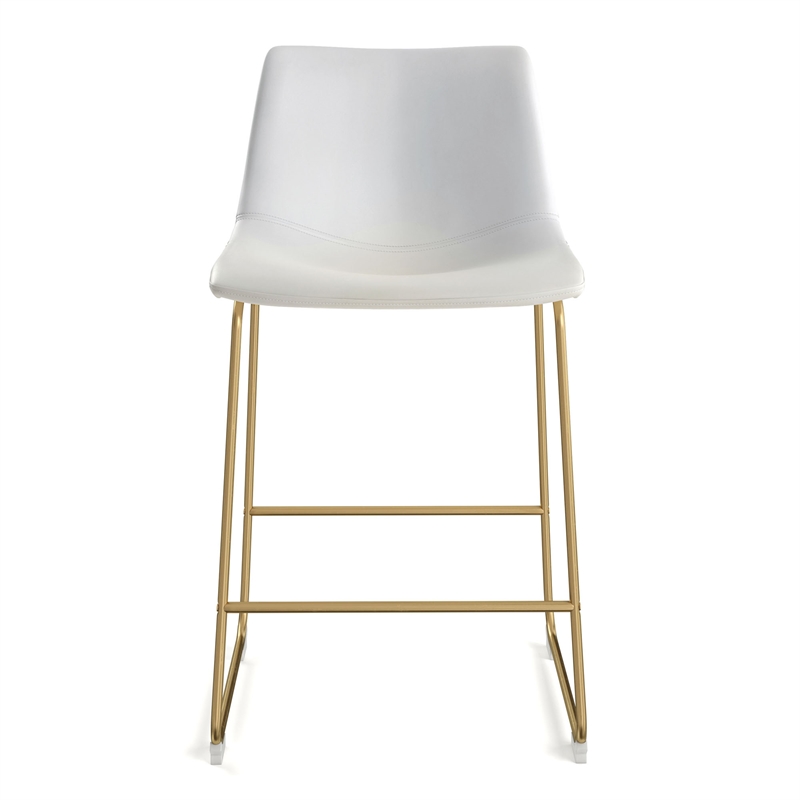 Pemberly Row Counter Height Stool with Gold Frame (Set of 2) in White