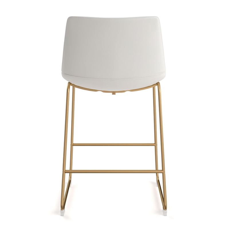 Pemberly Row Counter Height Stool with Gold Frame (Set of 2) in White