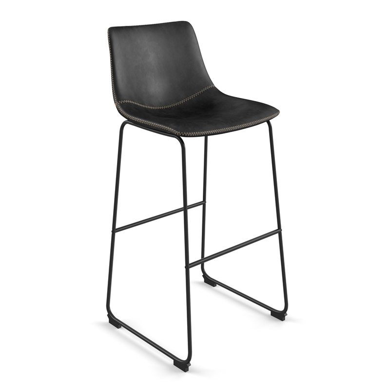 Pemberly Row Contemporary Bar Height Stools (Set of 2) in Black