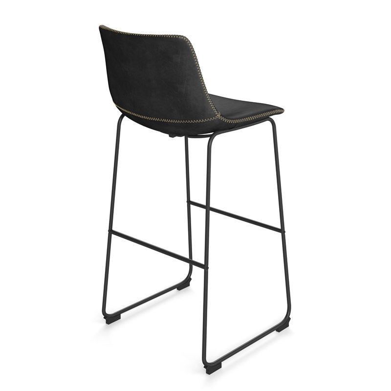Pemberly Row Contemporary Bar Height Stools (Set of 2) in Black