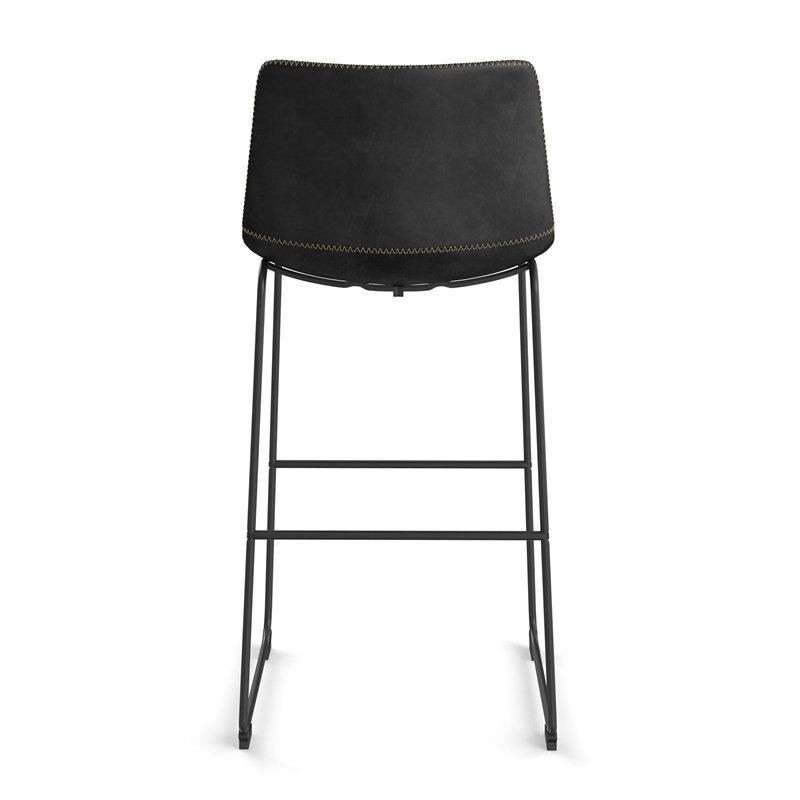 Pemberly Row Contemporary Bar Height Stools (Set of 2) in Black