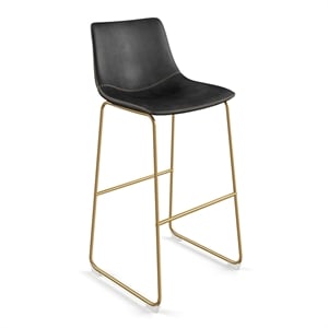 Pemberly Row Contemporary Bar Height Stools (Set of 2) in Black and Gold