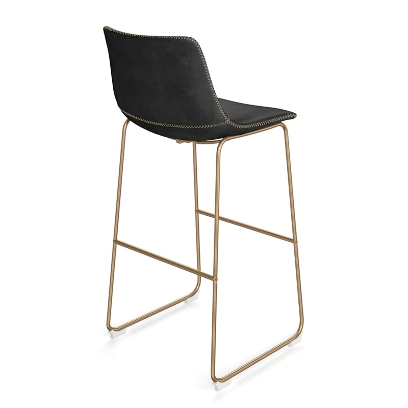 Pemberly Row Contemporary Bar Height Stools (Set of 2) in Black and Gold