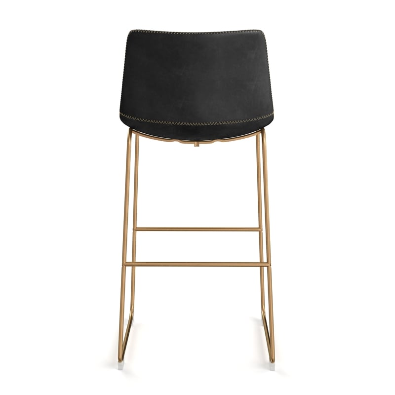 Pemberly Row Contemporary Bar Height Stools (Set of 2) in Black and Gold