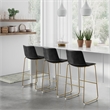 Pemberly Row Contemporary Bar Height Stools (Set of 2) in Black and Gold