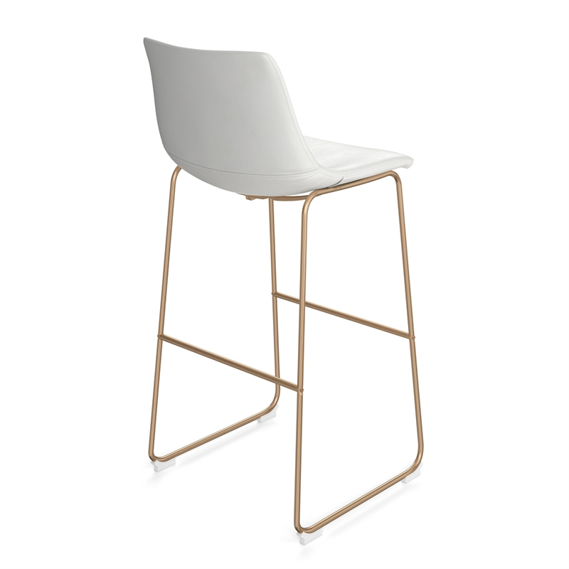 Pemberly Row Contemporary Bar Height Stools (Set of 2) in White
