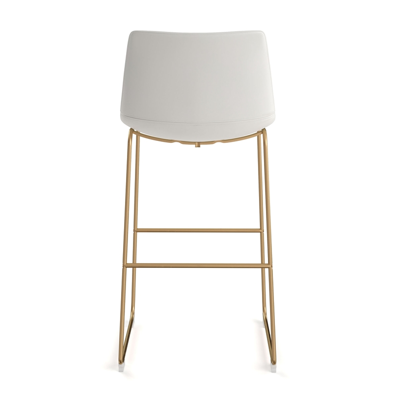 Pemberly Row Contemporary Bar Height Stools (Set of 2) in White