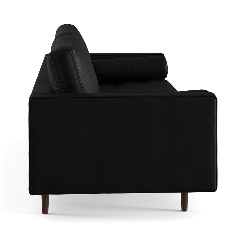 Pemberly Row Modern / Contemporary Genuine Leather Sofa in Black