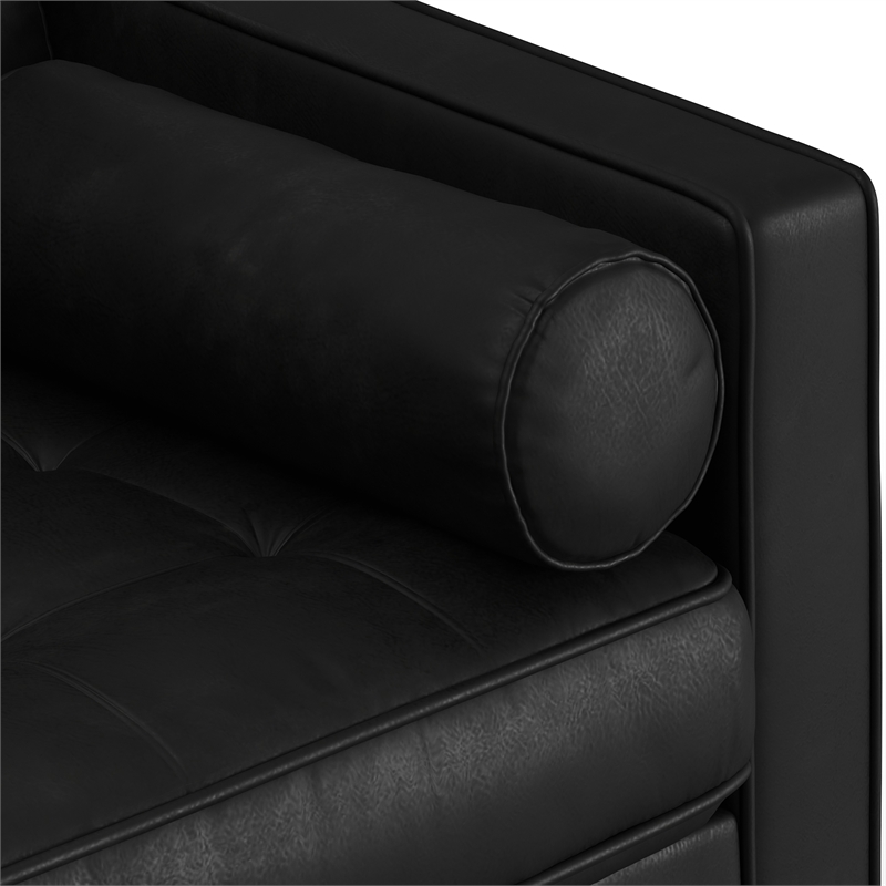 Pemberly Row Modern / Contemporary Genuine Leather Sofa in Black