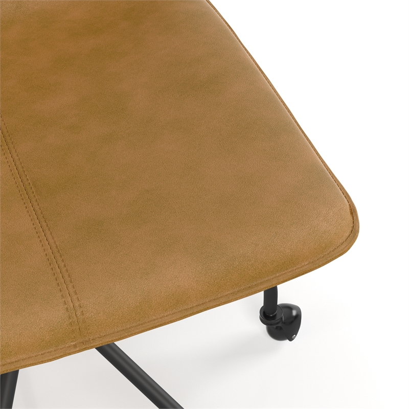 Pemberly Row Vegan Leather Rolling Swivel Task Chair in Light Brown