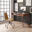 Pemberly Row Vegan Leather Rolling Swivel Task Chair in Light Brown