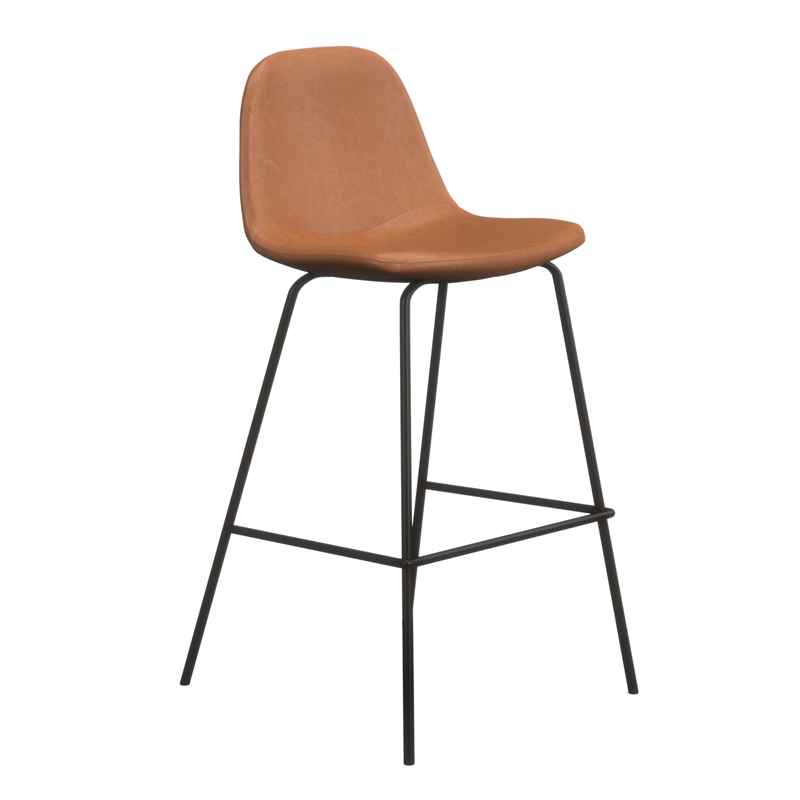 Pemberly Row Vegan Leather Counter Height Stools (Set of 2) in Brown