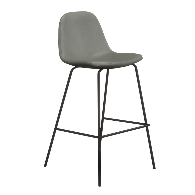 Pemberly Row Vegan Leather Counter Height Stools (Set of 2) in Slate