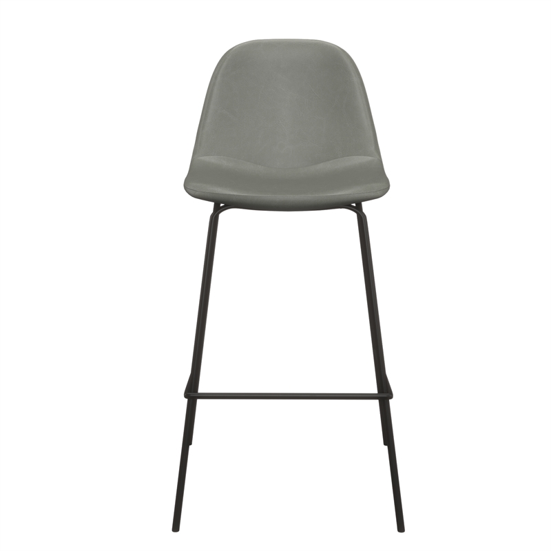 Pemberly Row Vegan Leather Counter Height Stools (Set of 2) in Slate