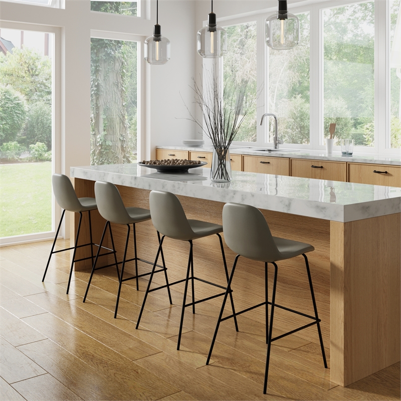Pemberly Row Vegan Leather Counter Height Stools (Set of 2) in Slate