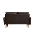 Pemberly Row Faux Leather Loveseat Modern Sofa with Wooden Legs Brown