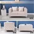 Pemberly Row Velvet Sofa Modern Loveseat with Button-Tufted & Metal Legs Beige