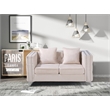 Pemberly Row Velvet Sofa Modern Loveseat with Button-Tufted & Metal Legs Beige