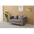 Pemberly Row Velvet Sofa Modern Loveseat with Button-Tufted & Metal Legs Gray