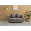 Pemberly Row Velvet Sofa Modern Loveseat with Button-Tufted & Metal Legs Gray