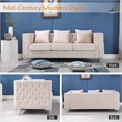 Pemberly Row Velvet Sofa Modern Couch with Button-Tufted Metal Legs Beige