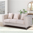 Pemberly Row Velvet Sofa Modern Couch with Button-Tufted Metal Legs Beige