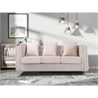 Pemberly Row Velvet Sofa Modern Couch with Button-Tufted Metal Legs Beige